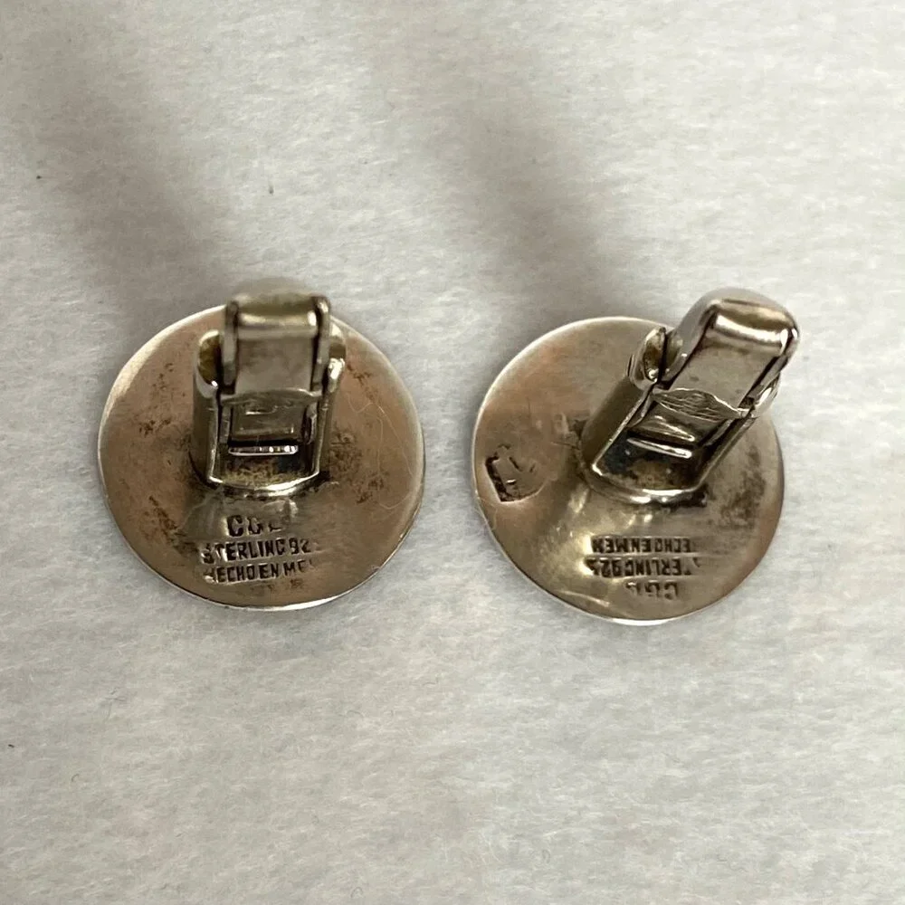 VTG Taxco Mexico Sterling Silver 925 Alpaca Aztec Mayan Calendar CuffLinks
